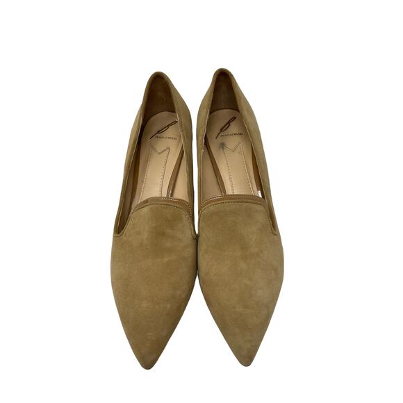 B Brian Atwood Pumps Womens 10 Karina Heels Tan Suede Embellished Pointed Toe - Picture 4 of 12